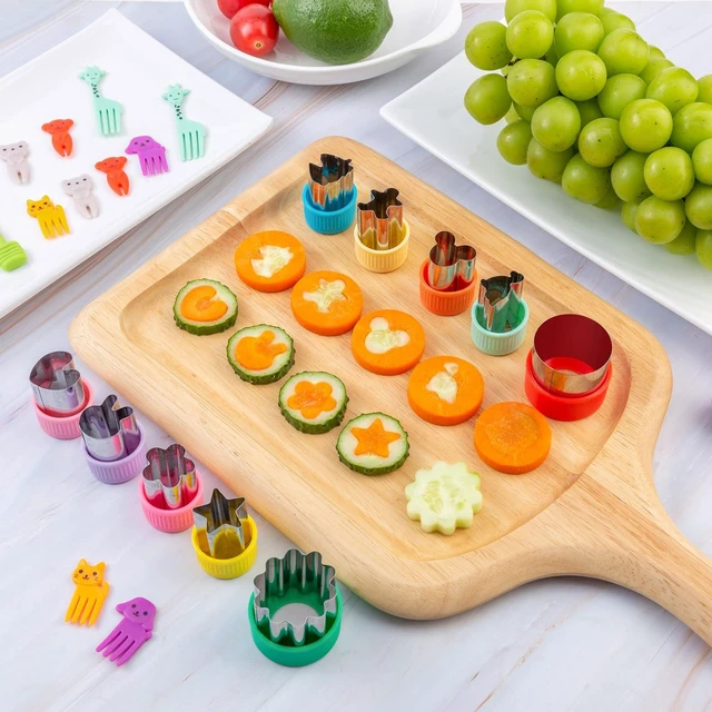Alt view image 7 of 7 - Fruit Cutters Shapes for Kids 22 Pcs | Mini Cookie Cutters Set, Stainless Steel & PP Plastic, Vegetable Cutter with Food Picks