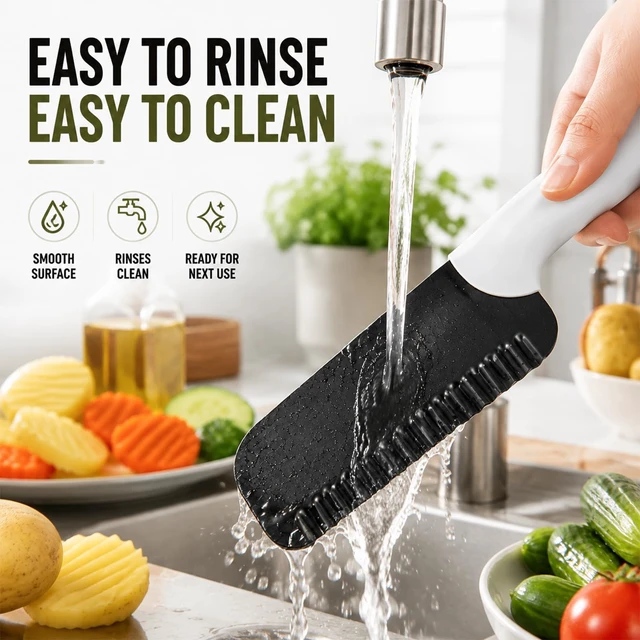 Alt view image 6 of 7 - Crinkle Cutter, Wavy Knife, Crinkle Cut Knife, Crinkle Fry Cutter, Stainless Steel Corrugated Slicer with Non-Stick Coating, Crinkle Cutter for Veggies and Fruit