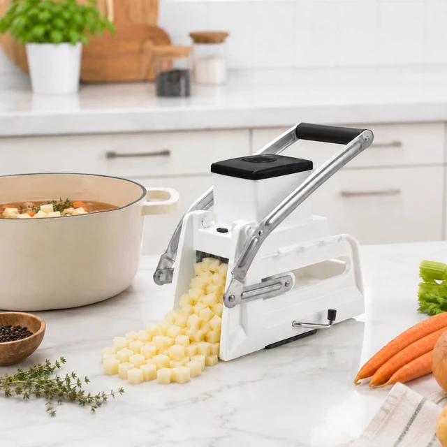 Alt view image 2 of 7 - Pro Fry Cutter & Cuber, 3-in-1 Potato & Vegetable Cutter | Cuts fries, slices and cubes. Perfect for potatoes and vegetables. Stable suction base. Dishwasher safe. Easy to use.