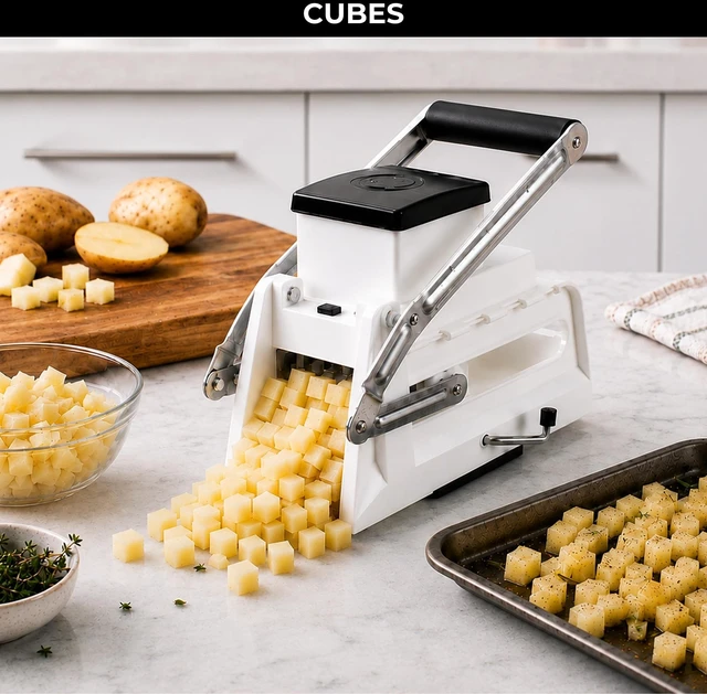 Alt view image 5 of 7 - Pro Fry Cutter & Cuber, 3-in-1 Potato & Vegetable Cutter | Cuts fries, slices and cubes. Perfect for potatoes and vegetables. Stable suction base. Dishwasher safe. Easy to use.