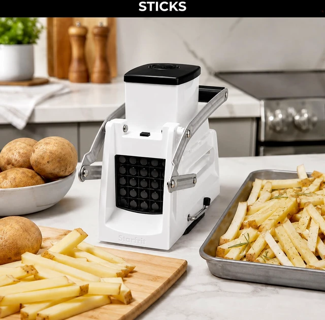 Alt view image 6 of 7 - Pro Fry Cutter & Cuber, 3-in-1 Potato & Vegetable Cutter | Cuts fries, slices and cubes. Perfect for potatoes and vegetables. Stable suction base. Dishwasher safe. Easy to use.