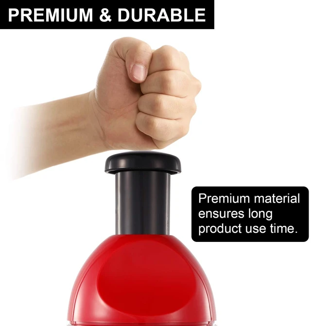 Alt view image 4 of 7 - Food Chopper, Easy to Clean Manual Hand Vegetable Chopper, Dishwasher Safe Slap Onion Cutter for Veggies Onions Garlic Nuts Salads Red