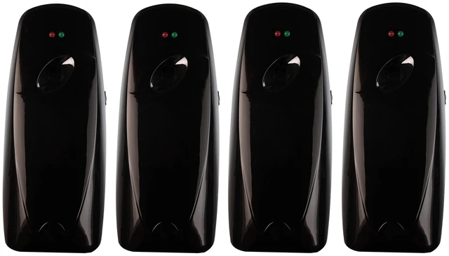 Main image of Automatic Air Freshener Spray Dispenser (4-Pack) Wall Mounted or Free Standing, Commercial and Home Use, Multiple Time Scent/Mist Release Settings for Room/Bathroom Sprayer (Black)