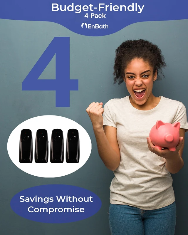 Alt view image 2 of 7 - Automatic Air Freshener Spray Dispenser (4-Pack) Wall Mounted or Free Standing, Commercial and Home Use, Multiple Time Scent/Mist Release Settings for Room/Bathroom Sprayer (Black)