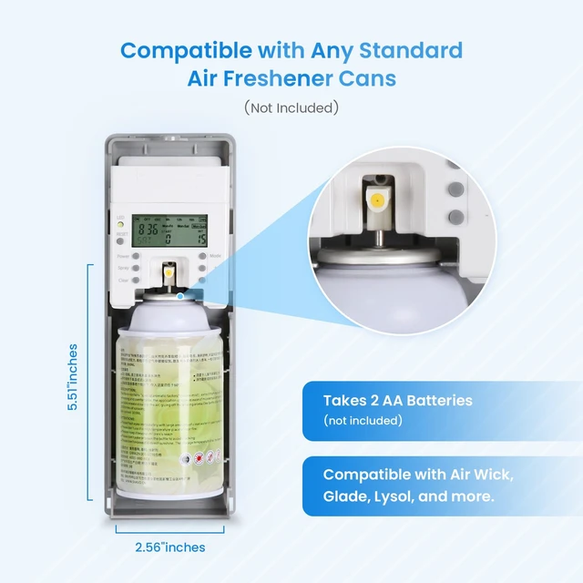 Alt view image 6 of 7 - Automatic LCD Air Freshener Dispenser - Wall Mount/Free Standing Auto Fragrance Dispenser Programmable Aerosol Spray Perfume Dispenser for Bathroom, Hotel, Office, Commercial Place, White
