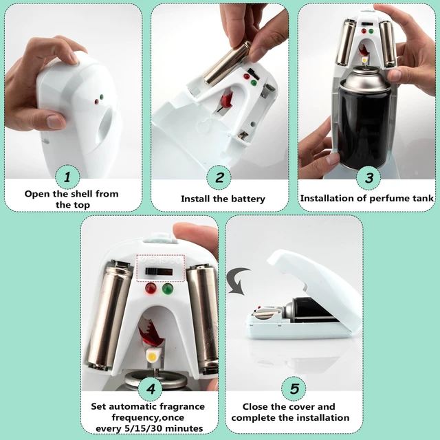 Alt view image 3 of 6 - Automatic Air Freshener Dispenser Wall Mounted Time Mist Spray for Home, Bathroom & Office Battery Operated Scent Sprayer Compatible with Commercial Air Fresheners(White)