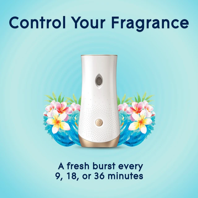 Alt view image 3 of 7 - Automatic Spray Air Freshener Kit, Aqua Waves, Holder + 2 Refills | 6.2 oz Each, Includes Holder and 2 Refills, Home and Bathroom Use, Adjustable Timed Fragrance Release, Odor Fighting