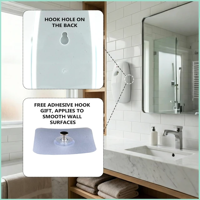 Alt view image 6 of 6 - Automatic Air Freshener Dispenser Wall Mounted Time Mist Spray for Home, Bathroom & Office Battery Operated Scent Sprayer Compatible with Commercial Air Fresheners(White)