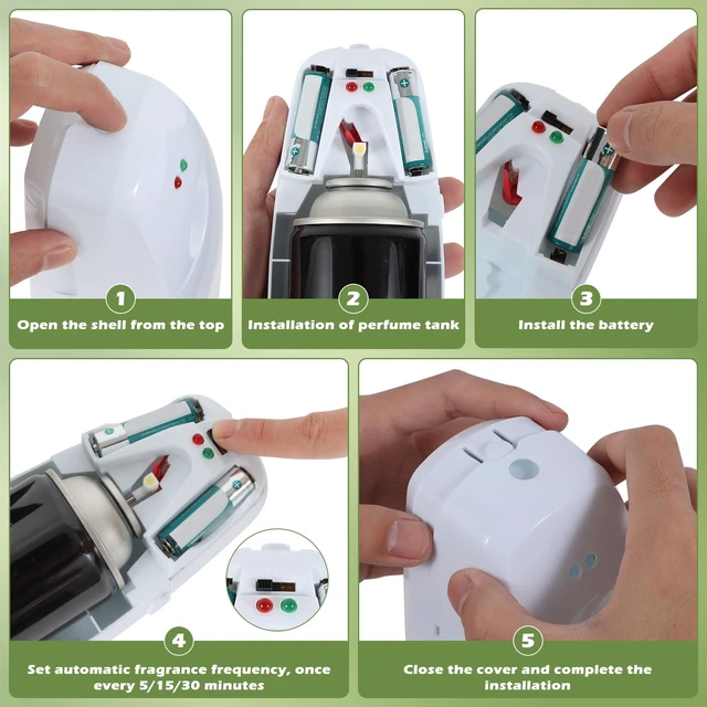 Alt view image 6 of 7 - Automatic Air Freshener Spray Dispenser - Commercial and Home Use - Multiple Time Scent/Mist Release Settings for Room/Restroom Sprayer,Air Freshener not Included,White
