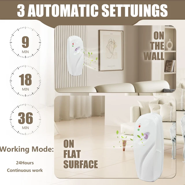 Alt view image 2 of 5 - Automatic Air Freshener Spray Dispenser 2-Pack,Wall Mounted/Free Standing Automatic Air Fresheners for Home and Commercial Use,Automatic Spray Dispenser Adjustable Scent Release Setting