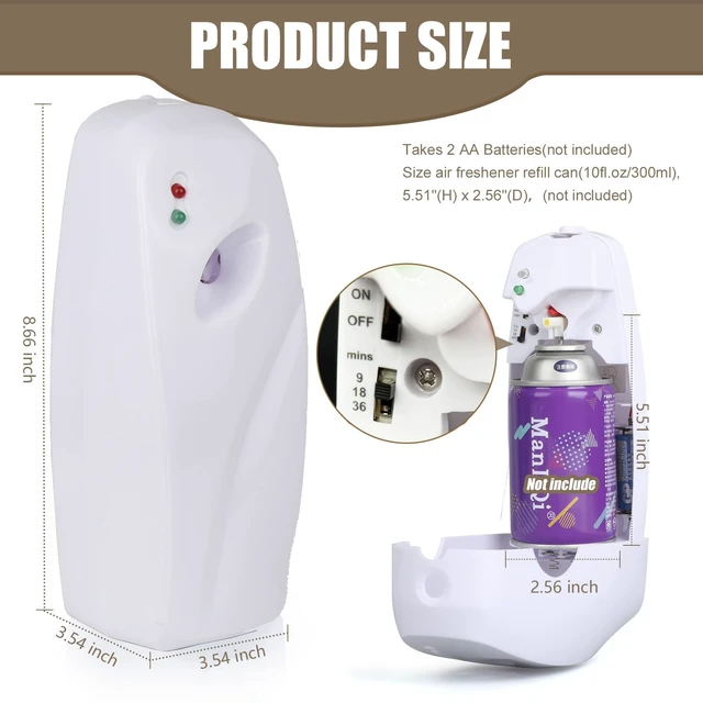 Alt view image 3 of 5 - Automatic Air Freshener Spray Dispenser 2-Pack,Wall Mounted/Free Standing Automatic Air Fresheners for Home and Commercial Use,Automatic Spray Dispenser Adjustable Scent Release Setting