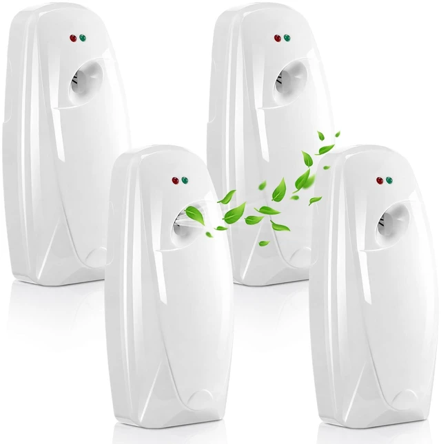 Main image of 4 Pcs Automatic Air Freshener Spray Dispenser for Room, White | Timer Function, Fits Standard Refills, Wall Mount or Free Stand, Battery Operated for Commercial Home Office, Auto System