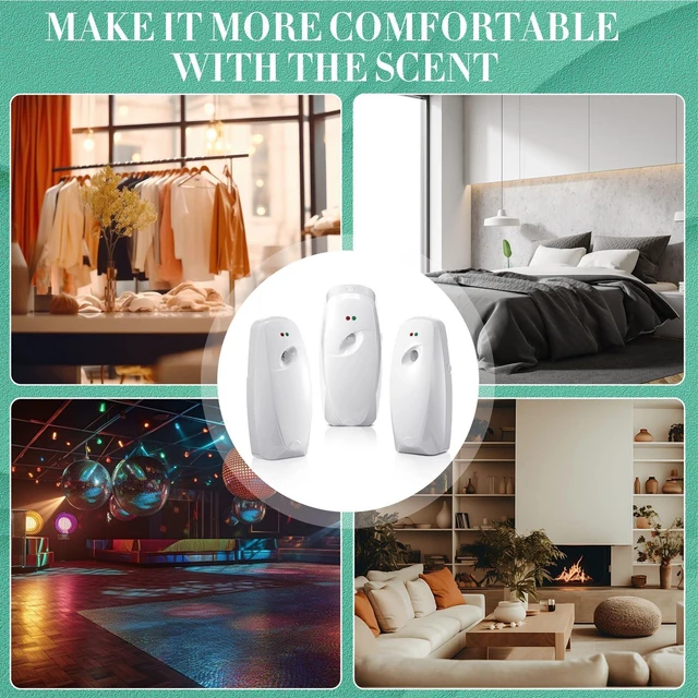 Alt view image 5 of 7 - 4 Pcs Automatic Air Freshener Spray Dispenser for Room, White | Timer Function, Fits Standard Refills, Wall Mount or Free Stand, Battery Operated for Commercial Home Office, Auto System