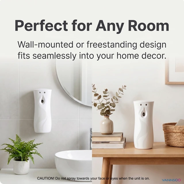 Alt view image 5 of 7 - Automatic Air Freshener Spray Dispenser 2-Pack, Wall Mount Desktop | ABS Plastic Odor Eliminator, Timer & Light Sensor Modes, Battery Operated for Home Bathroom Office Hotel, White