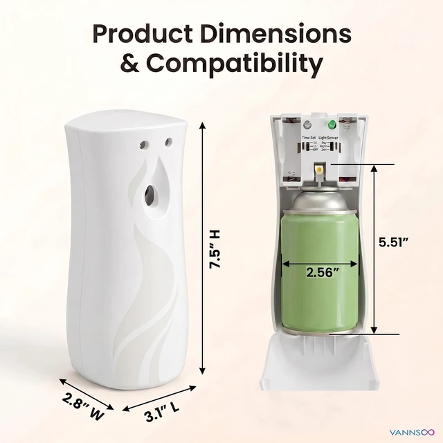 Alt view image 7 of 7 - Automatic Air Freshener Spray Dispenser 2-Pack, Wall Mount Desktop | ABS Plastic Odor Eliminator, Timer & Light Sensor Modes, Battery Operated for Home Bathroom Office Hotel, White