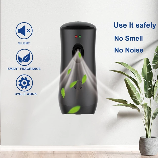 Alt view image 5 of 6 - Automatic Air Freshener Spray Dispenser, Black, 2-Pack, 1101 | Free Standing or Wall Mounted Adjustable Aromatherapy Machines for Home Indoor Bathrooms Offices Hotels and Commercial Places