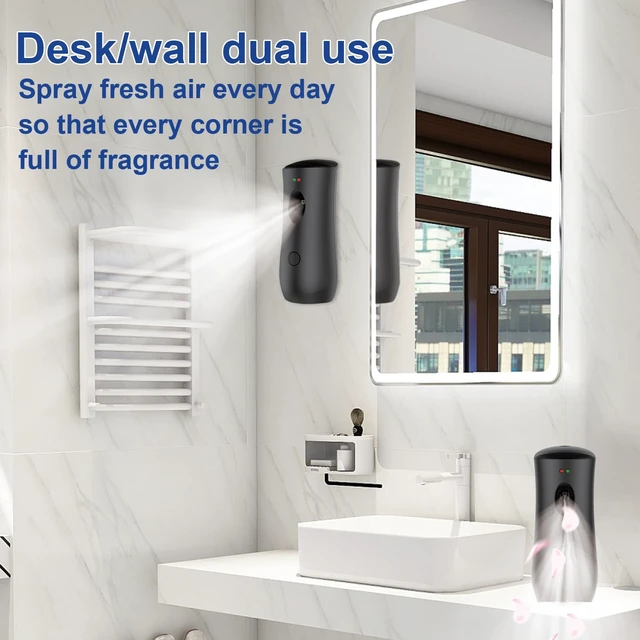 Alt view image 4 of 6 - Automatic Air Freshener Spray Dispenser, Black, 2-Pack, 1101 | Free Standing or Wall Mounted Adjustable Aromatherapy Machines for Home Indoor Bathrooms Offices Hotels and Commercial Places