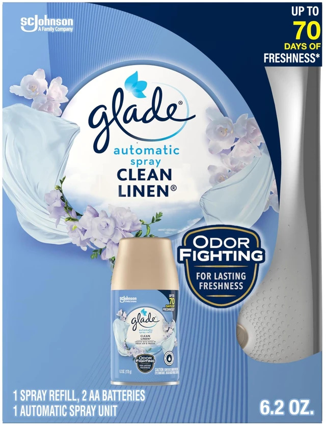 Main image of Automatic Spray Refill and Holder Kit, Air Freshener for Home and Bathroom, Clean Linen, 6.2 Oz