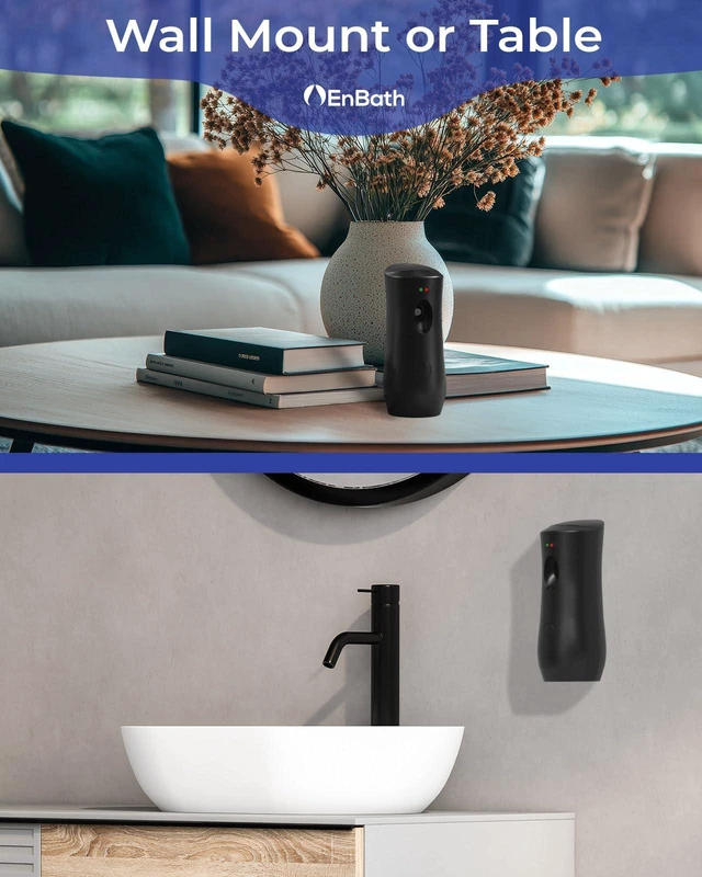 Alt view image 2 of 7 - Automatic Air Freshener Spray Dispenser (2-Pack) Black Wall Mounted or Free Standing Battery Operated Sprayer for Home or Commercial Use, 3 Auto Scent Release Time Settings for Room/Bathroom Freshness