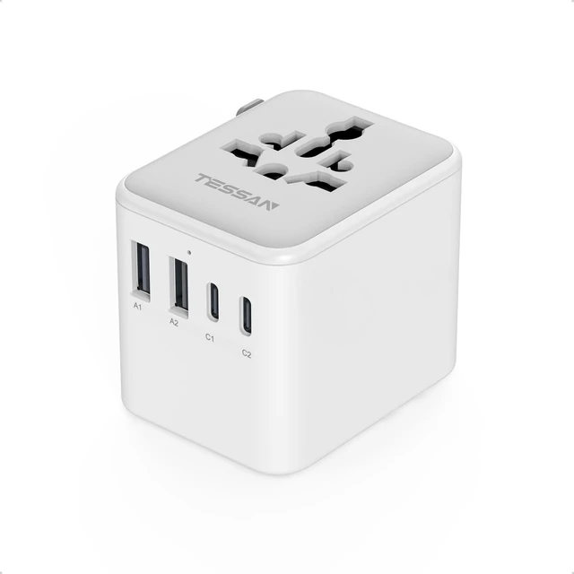 Main image of Universal Travel Adapter, International Power Adapter | 2 USB C 2 USB A Ports, Travel Plug Adaptor Worldwide for US to Europe UK Italy Ireland Australia France Germany, Type C G A I
