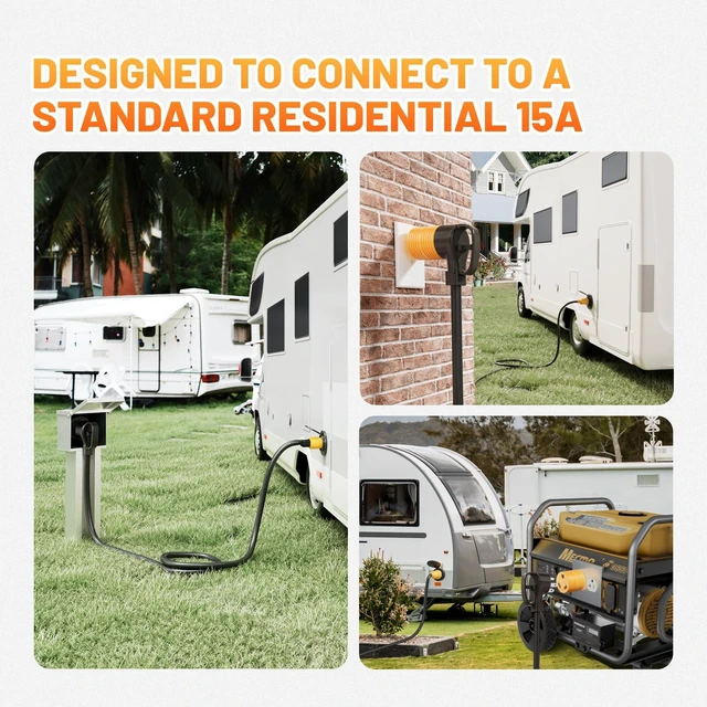 Alt view image 7 of 7 - 30 Amp to 110 Volt RV Adapter, NEMA 5-15P to TT-30R Electrical Power 30 Amp to 15 Amp 110 Adaptor, 15A Household Male to 30A RV Female Converter Plug for Camper Caravan Van Travel Trailer