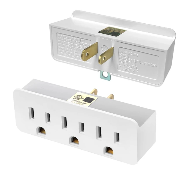 Alt view image 7 of 7 - Grounded Adapter 3-Prong to 2-Prong Triple Outlet Converter - UL Listed 3 Pin to 2 Pin Polarized Plug Extender Power Strip, Wall Plug Splitter with 3 AC Outlets for Household Appliances (2)