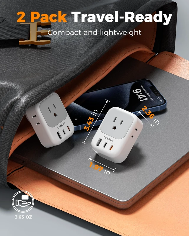 Alt view image 6 of 7 - Australia Plug Adapter, 2 Pack, Type I Travel Adaptor PD 20W | 4 Outlets 3 USB Ports (2 USB-C), For US to Australian Argentina China Fiji Samoa Tonga Kiribati