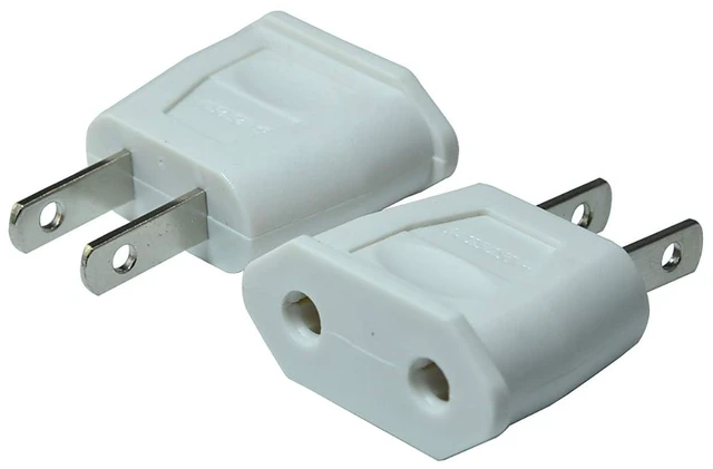 Main image of Power Plug Converter Travel Adapter, White, 2pcs | AC Wall Plug, Home Use, Electrical Socket
