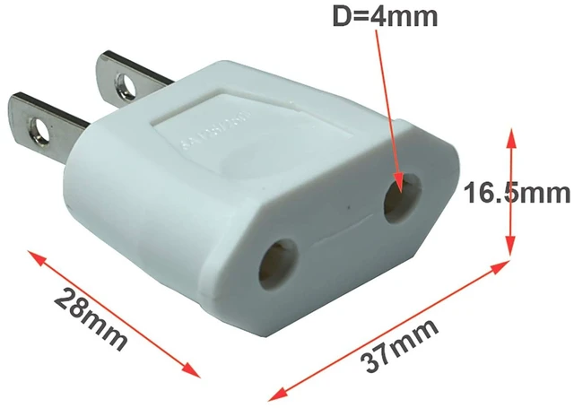 Alt view image 4 of 4 - Power Plug Converter Travel Adapter, White, 2pcs | AC Wall Plug, Home Use, Electrical Socket