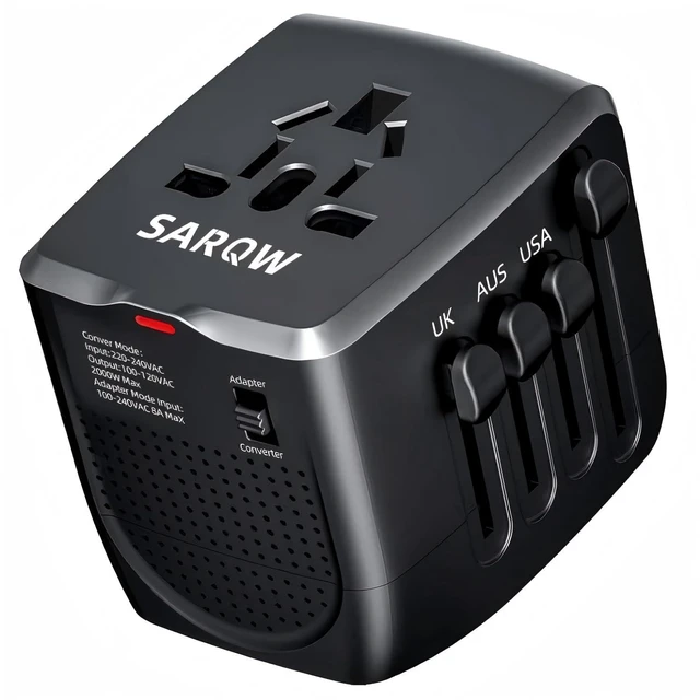 Main image of Travel Converter Adapter Voltage Converter that Steps Down 220 Volts to 110 Volts for use in Over 200 Countries,Including The U.S., U.K., Europe, and Australia (Black)