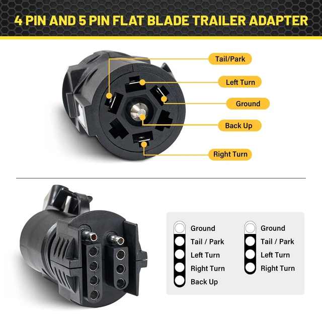Alt view image 2 of 7 - 7 Pin Round to 4 and 5 Pin Flat Blade Trailer Adapter, 7 Way to 5 Way Trailer Plug Adapter 2-in-1 Design