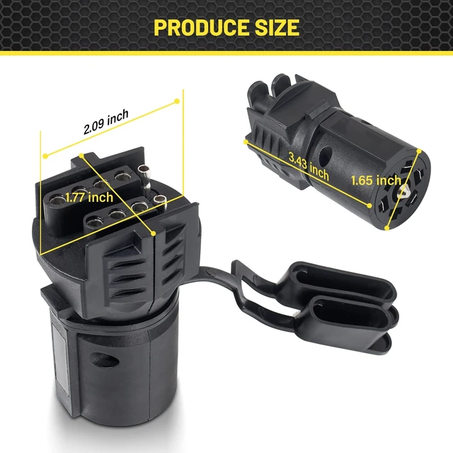 Alt view image 5 of 7 - 7 Pin Round to 4 and 5 Pin Flat Blade Trailer Adapter, 7 Way to 5 Way Trailer Plug Adapter 2-in-1 Design