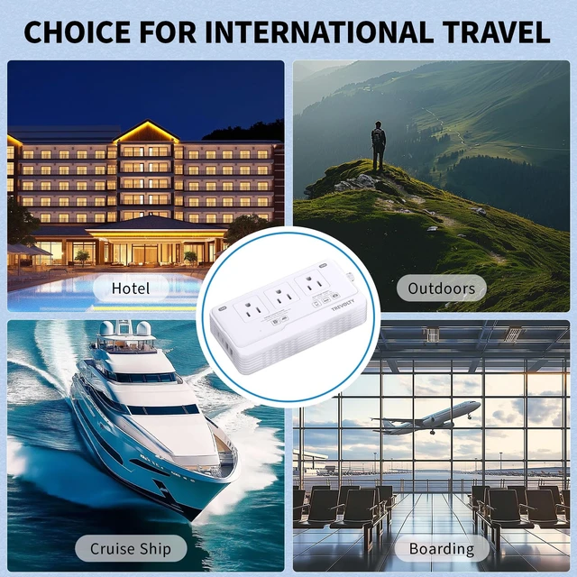 Alt view image 7 of 7 - 2000W Voltage Converter US to Europe for Hair Dryer, 220V to 110V Converter for European Travel with 3AC/2USB-A/2USB-C (PD20W), International Power Adapter with Type C/G/I/L/E/F (White)