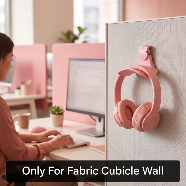 Alt view image 6 of 6 - Fabric Wall Headphone Stand for Cubicle Accessories, Pink 1 Pack