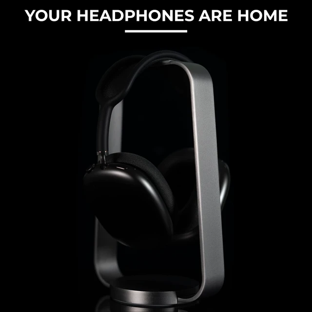 Alt view image 5 of 7 - Aluminum Headphone Stand, Space Gray | Weighted Desk Headset Holder with Silicone Pad, Compatible with Most Headphone Sizes & Brands