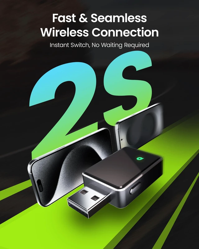 Alt view image 4 of 7 - Wireless CarPlay Adapter for Apple Carplay& Android Auto,Convert Wired to Wireless with One Click Multi Device Switch, Fast Auto Connection, Support iOS 10+/Android 11+, OTA Upgrade
