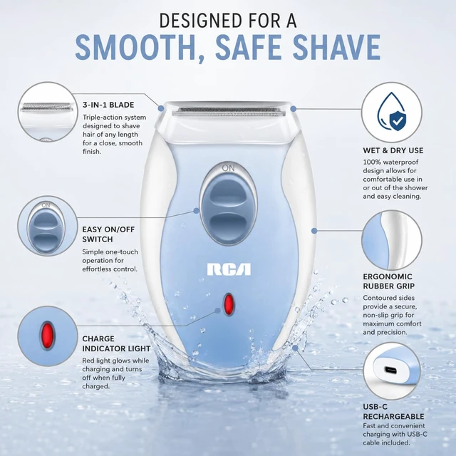 Alt view image 5 of 7 - Wet & Dry Shaver for Women, Rechargeable 3-in-1 Foil Razor | Rechargeable Waterproof Women's Shaver with 3-in-1 Blade