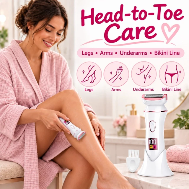 Alt view image 3 of 5 - Womens Electric Shaver, Rechargeable Lady Razor for Women, Wet and Dry Hair Remover, IPX7 Waterproof Electric Razor for Legs, Arms and Body, Smooth Shaving Tool for Female Grooming, Rose Gold