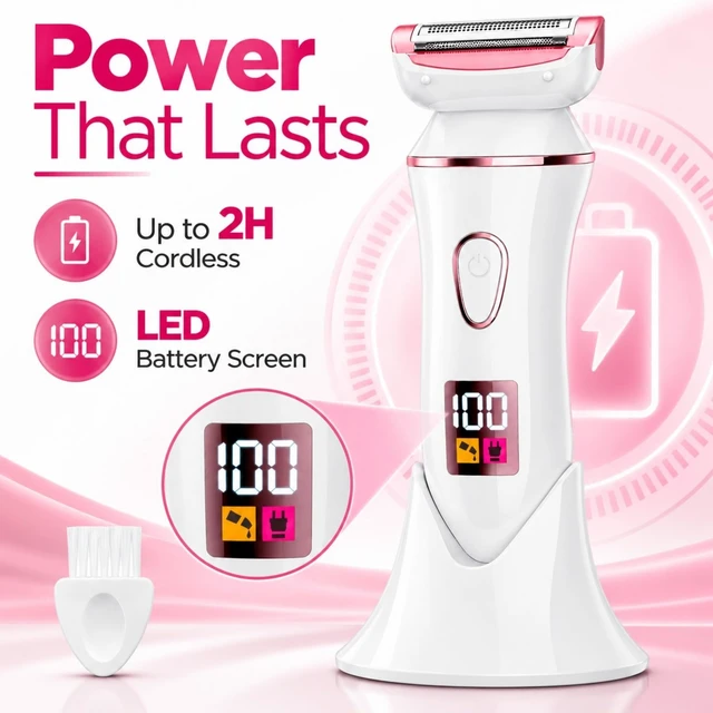Alt view image 4 of 5 - Womens Electric Shaver, Rechargeable Lady Razor for Women, Wet and Dry Hair Remover, IPX7 Waterproof Electric Razor for Legs, Arms and Body, Smooth Shaving Tool for Female Grooming, Rose Gold