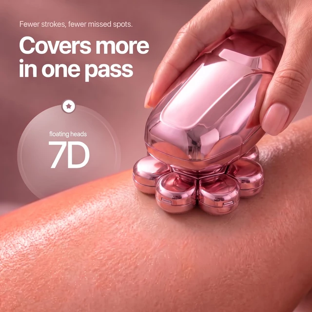 Alt view image 2 of 7 - 5-in-1 Electric Razors for Women, 7D Floating Head Electric Shaver with Trimmer & Facial Brush, IPX8 Waterproof Wet Dry Hair Remover for Legs Bikini Face Underarms, USB-C, LED, Rose Pink