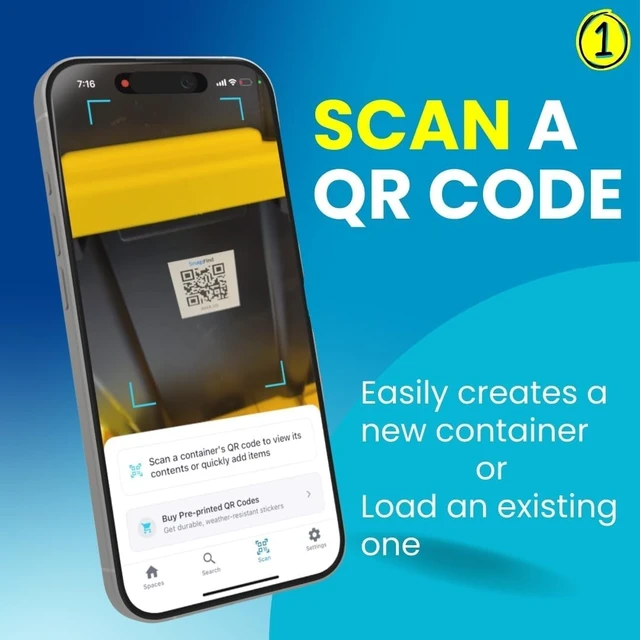 Alt view image 2 of 5 - Smart QR Code Labels AI Auto-Labeling, No Typing! Storage Bins & Moving Containers iOS & Android App Starter Pack, 10 Waterproof Stickers (3" x 5") (Orange)