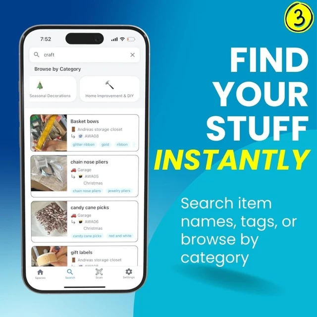 Alt view image 4 of 5 - Smart QR Code Labels AI Auto-Labeling, No Typing! Storage Bins & Moving Containers iOS & Android App Starter Pack, 10 Waterproof Stickers (3" x 5") (Orange)