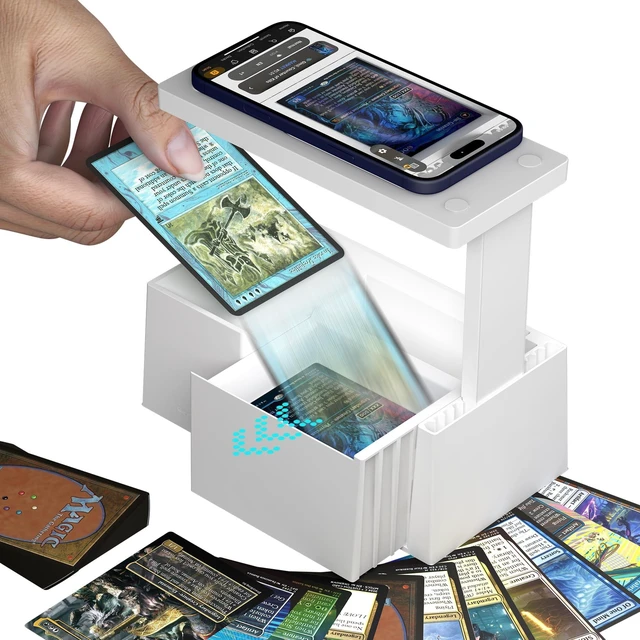 Main image of MTG Card Scanner Stand for ManaBox, Adjustable Phone Holder | Sloped Tray Trading Card Scanner for Standard Size Cards, Fast Card Catalog Tool for Sleeved & Unsleeved Cards