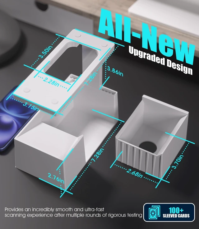 Alt view image 3 of 7 - MTG Card Scanner Stand for ManaBox, Adjustable Phone Holder | Sloped Tray Trading Card Scanner for Standard Size Cards, Fast Card Catalog Tool for Sleeved & Unsleeved Cards
