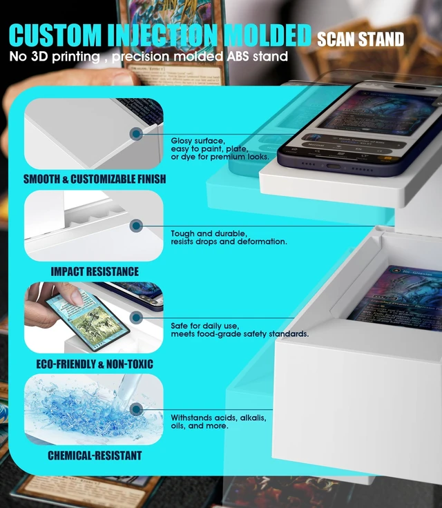 Alt view image 2 of 7 - MTG Card Scanner Stand for ManaBox, Adjustable Phone Holder | Sloped Tray Trading Card Scanner for Standard Size Cards, Fast Card Catalog Tool for Sleeved & Unsleeved Cards