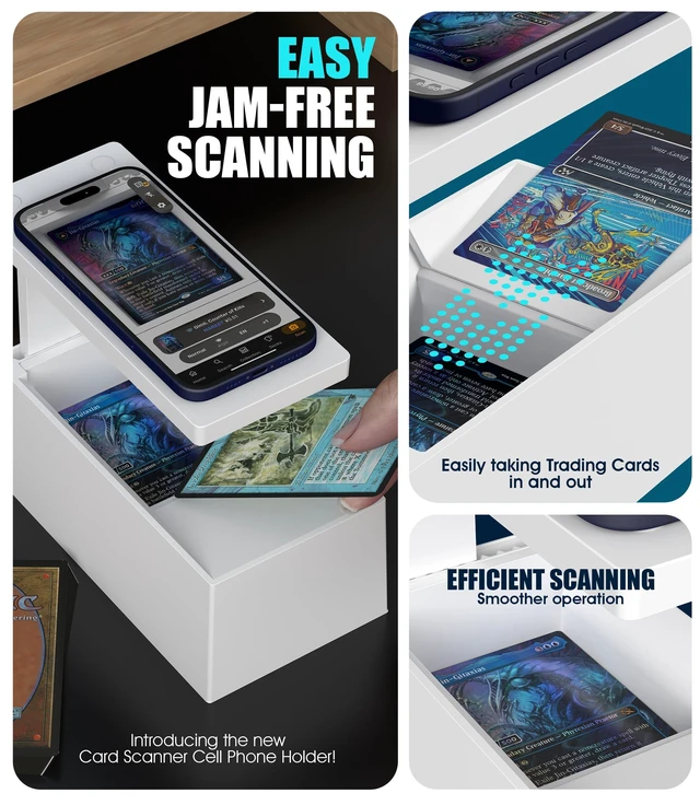 Alt view image 4 of 7 - MTG Card Scanner Stand for ManaBox, Adjustable Phone Holder | Sloped Tray Trading Card Scanner for Standard Size Cards, Fast Card Catalog Tool for Sleeved & Unsleeved Cards