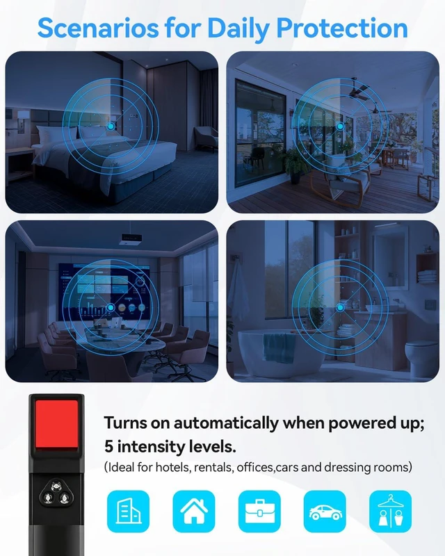 Alt view image 3 of 7 - Hidden Camera Detector Spy Camera Finder Upgraded RF Signal Scanner Bug Detector GPS Tracker Detector Listening Device Finder Portable Privacy Protector for Hotel Travel Home Office Airbnb Bathroom