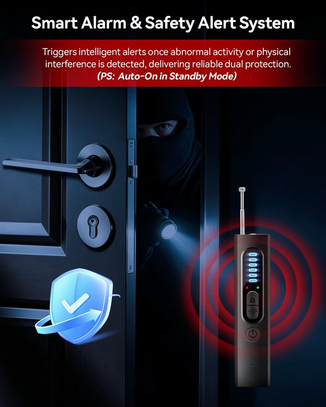 Alt view image 5 of 7 - Hidden Camera Detector Spy Camera Finder Upgraded RF Signal Scanner Bug Detector GPS Tracker Detector Listening Device Finder Portable Privacy Protector for Hotel Travel Home Office Airbnb Bathroom