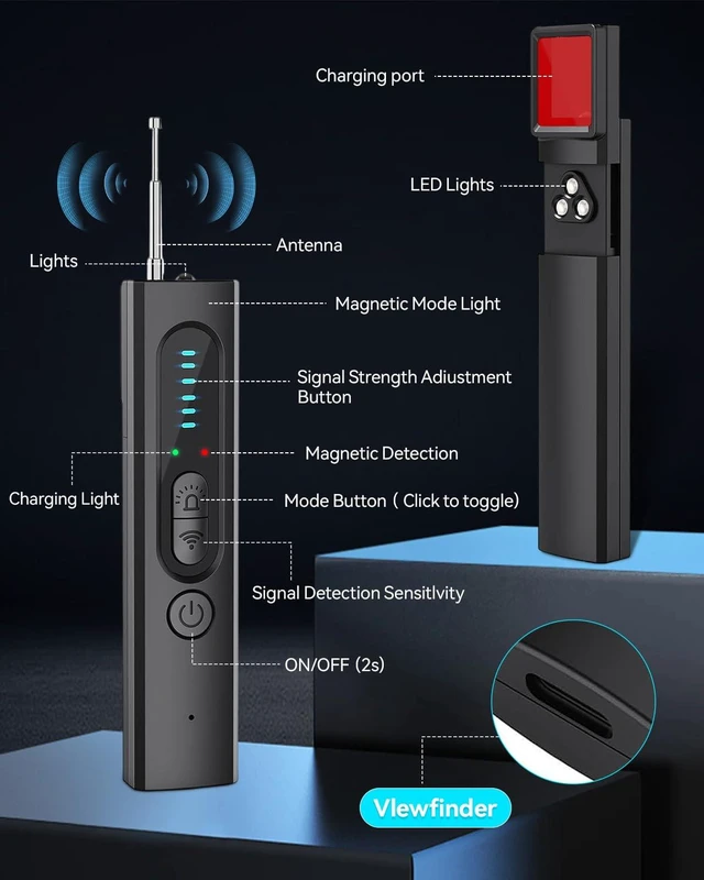 Alt view image 6 of 7 - Hidden Camera Detector Spy Camera Finder Upgraded RF Signal Scanner Bug Detector GPS Tracker Detector Listening Device Finder Portable Privacy Protector for Hotel Travel Home Office Airbnb Bathroom