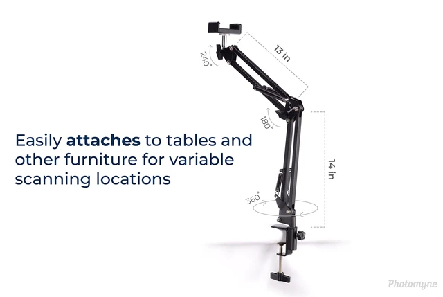 Alt view image 2 of 7 - Flexible Phone Holder with Clamp Photo Album Scanning Stand | Steady Shots. Better Scans